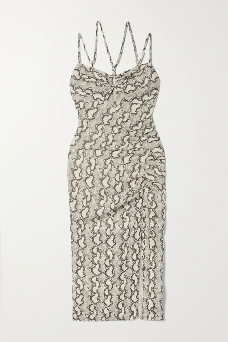 유럽직배송 VIX Kate cutout snake-print linen-blend midi dress 27086482324427290