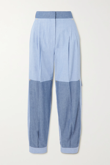 유럽직배송 로에베 LOEWE Paneled two-tone cotton-chambray tapered pants 10163292708818997