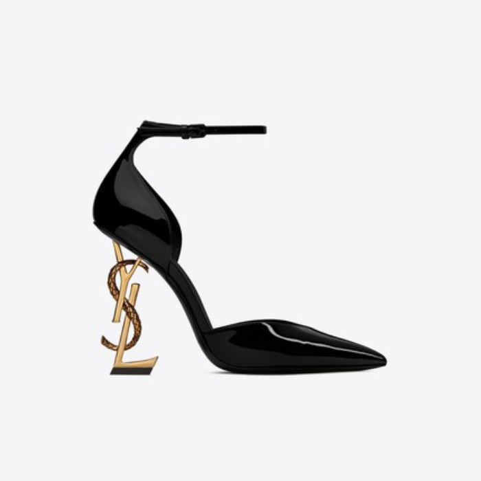 유럽직배송 입생로랑 SAINT LAURENT OPYUM d&#039;Orsay pumps in patent leather with bronze snake heel 5789331GHDD1000