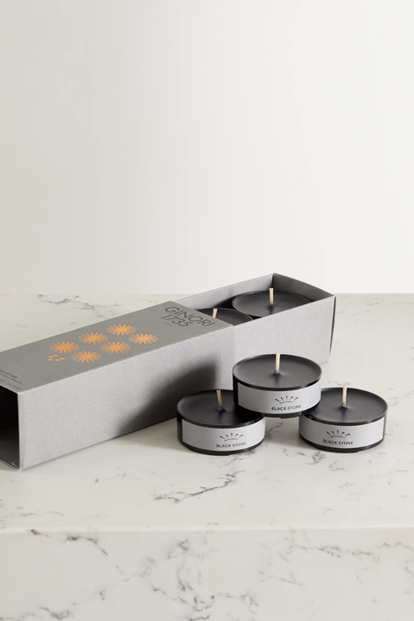 유럽직배송 GINORI Black Stone set of six scented tealight candles, 6 x 40g 24772899113502747