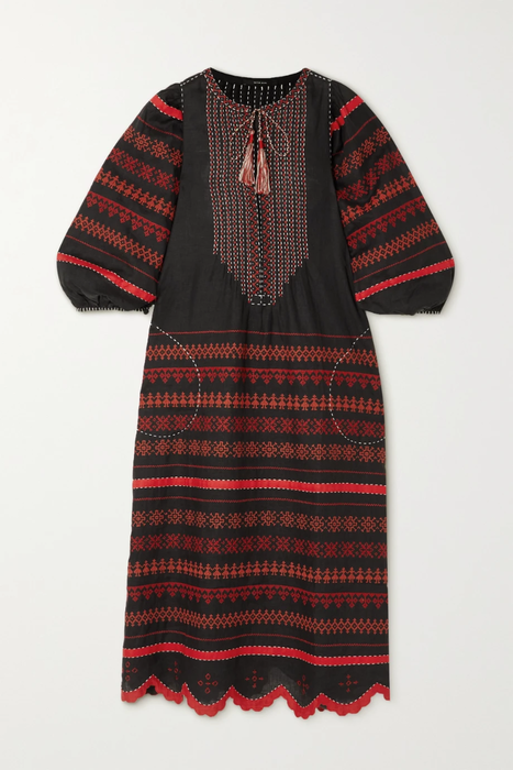 유럽직배송 비타 킨 원피스 VITA KIN Belarus tasseled embroidered linen midi dress 6630340699080994