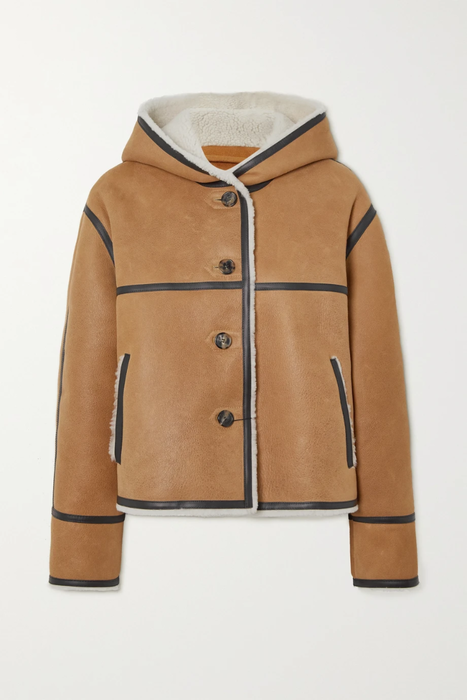 유럽직배송 로에베 자켓 LOEWE Hooded leather-trimmed shearling jacket 22250442026202825