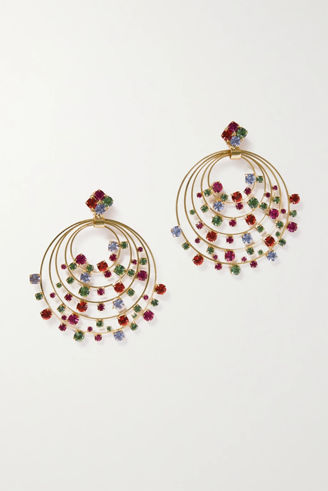 유럽직배송 로산티카 클립 귀걸이 ROSANTICA + Anna Dello Russo Lucine oversized gold-tone crystal clip earrings 24665545640552304