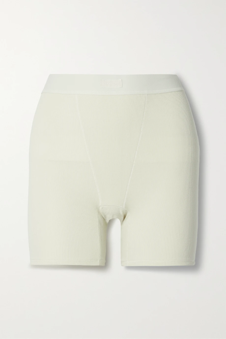 유럽직배송 SKIMS Cotton Collection ribbed cotton-blend jersey boxer shorts - Soot 30629810020113260