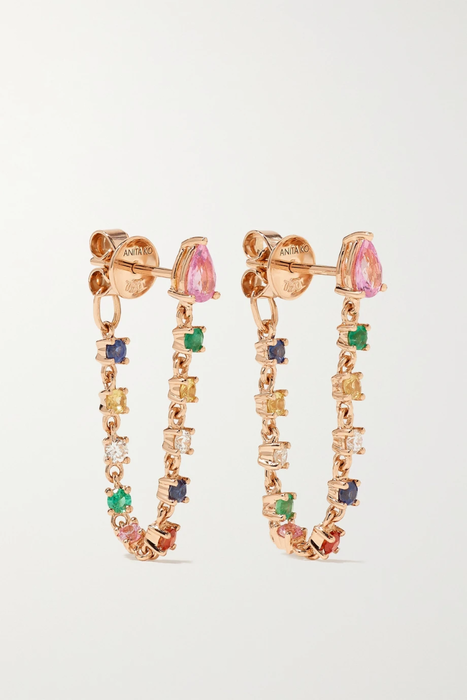 유럽직배송 아니타고 귀걸이 ANITA KO 18-karat rose gold, sapphire and diamond earrings 15546005222098327
