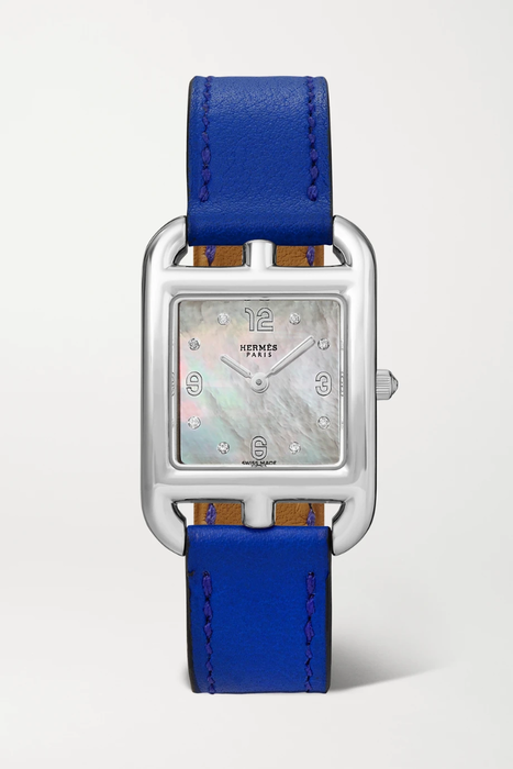 유럽직배송 HERMÈS TIMEPIECES Cape Cod 23mm small stainless steel, leather, mother-of-pearl and diamond watch 32027475400285784