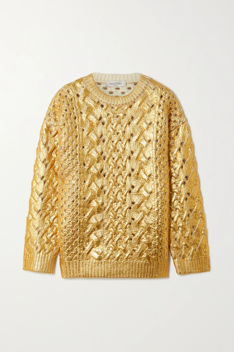 유럽직배송 발렌티노 스웨터 VALENTINO Metallic coated cable-knit wool sweater 16114163151061085