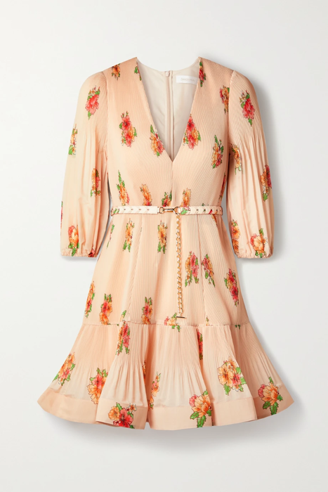 유럽직배송 짐머만 ZIMMERMANN Belted floral-print plissé-organza mini dress 25185454456225928