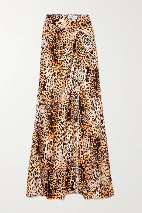 유럽직배송 할펀 HALPERN Gathered leopard-print satin maxi skirt 13452677152552415
