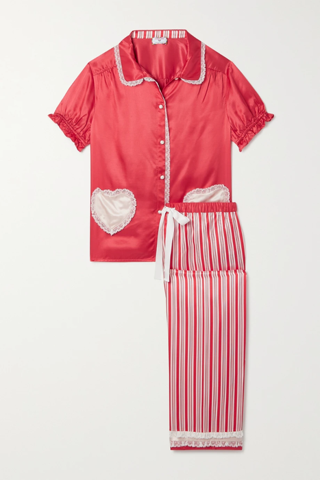 유럽직배송 모간레인 파자마 세트 MORGAN LANE + Candy Land Lovie Faye lace-trimmed satin pajama set 24772899113311882