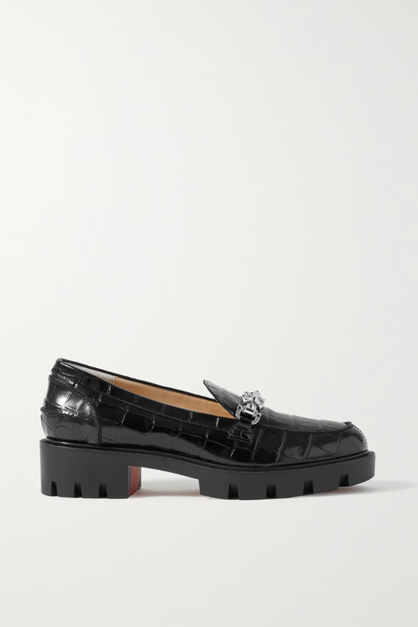 유럽직배송 크리스찬루부탱 CHRISTIAN LOUBOUTIN Lug Swing embellished croc-effect leather loafers 11452292647327373