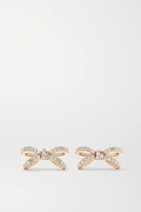 유럽직배송 시드니에반 귀걸이 SYDNEY EVAN Small Bow 14-karat gold diamond earrings 25458910981824819