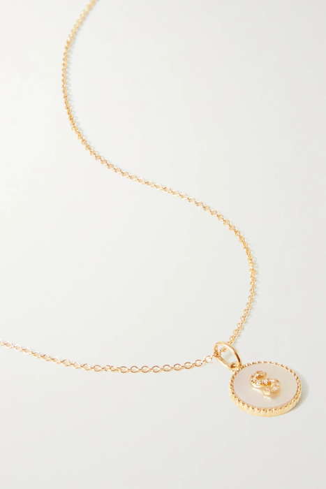 유럽직배송 스톤앤스트랜드 목걸이 STONE AND STRAND Moonlight Pavé Initial 10-karat gold, mother-of-pearl and diamond necklace 16114163150901375