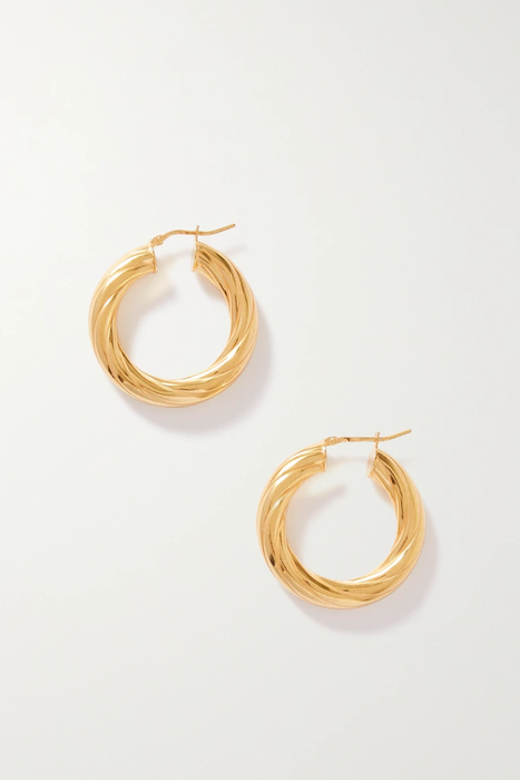 유럽직배송 LOREN STEWART Whirlwind gold-plated hoop earrings 10163292707757697
