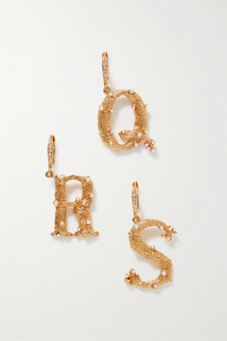 유럽직배송 오스카르데라렌타 싱글 귀걸이 OSCAR DE LA RENTA Alphabet gold-tone faux pearl single earring 22250442026249187