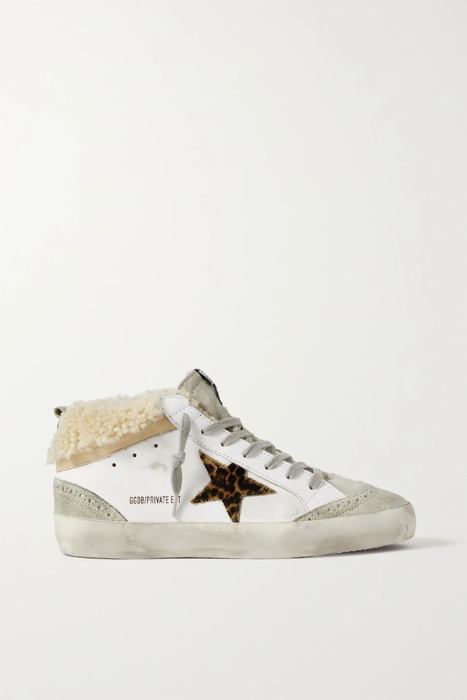 유럽직배송 골든구스 GOLDEN GOOSE Mid Star shearling-lined distressed leather and suede sneakers 18706561955999073