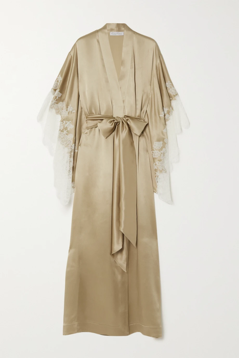 유럽직배송 카린길슨 로브 CARINE GILSON Belted lace-trimmed silk-satin robe 29419655932477528