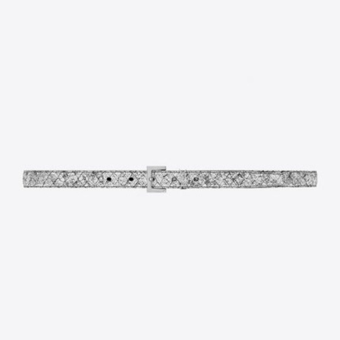 유럽직배송 입생로랑 SAINT LAURENT MONOGRAM Narrow belt with square buckle in python-embossed metallic leather 5544651KB0E1054