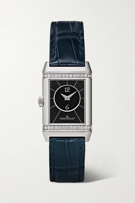 유럽직배송 예거 르쿨트르 JAEGER-LECOULTRE Reverso Classic Duetto 21mm small stainless steel, alligator and diamond watch 19971654707507294