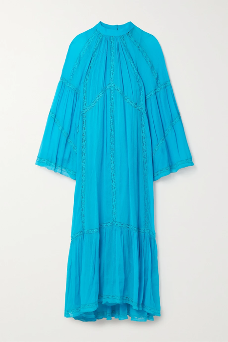 유럽직배송 에트로 ETRO Lace-trimmed plissé-silk maxi dress 25185454455900148