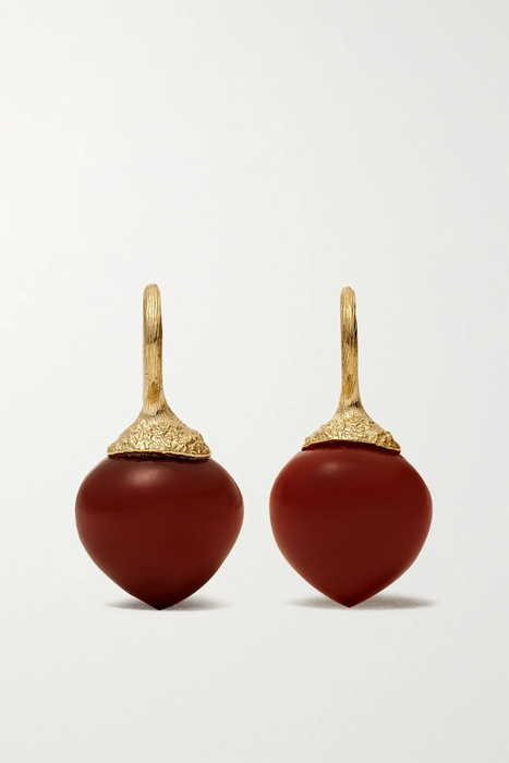 유럽직배송 올레 링가드 코펜하겐 귀걸이 OLE LYNGGAARD COPENHAGEN Dew Drops Small 18-karat gold carnelian earrings 6630340696569451
