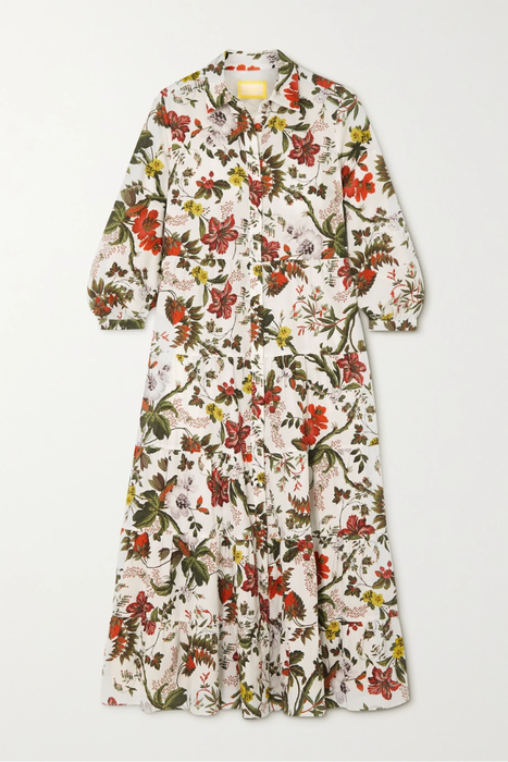 유럽직배송 에르뎀 ERDEM Patmos tiered floral-print cotton-poplin midi shirt dress 25185454455602683