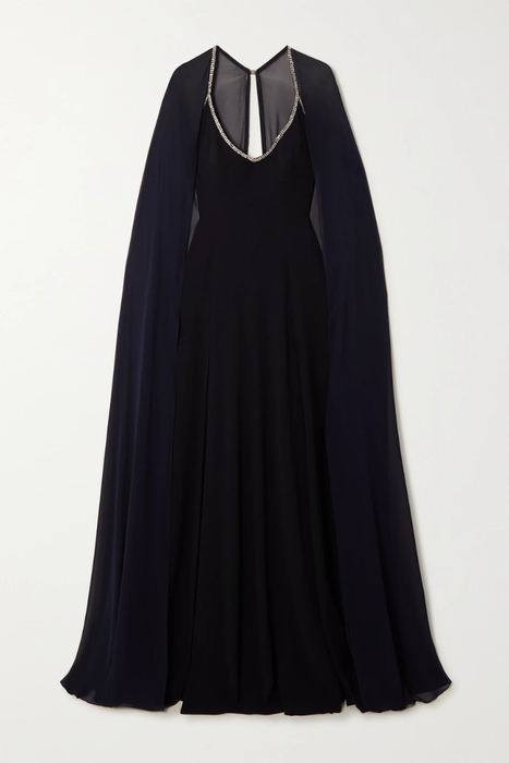 유럽직배송 JENNY PACKHAM + James Bond cape-effect crystal-embellished chiffon and crepe gown 24665545640667400