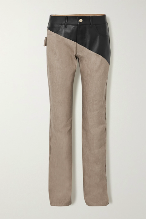 유럽직배송 보테가베네타 BOTTEGA VENETA Leather-paneled high-rise straight-leg jeans 16494023980881632