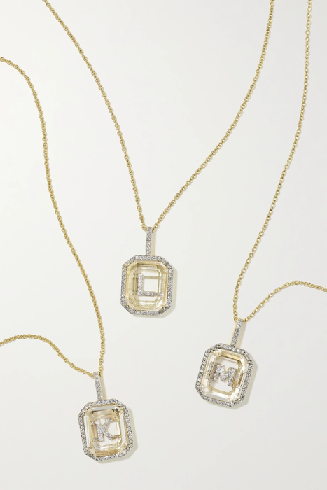 유럽직배송 마테오 목걸이 MATEO Initial 14-karat gold, quartz and diamond necklace 665933303132121