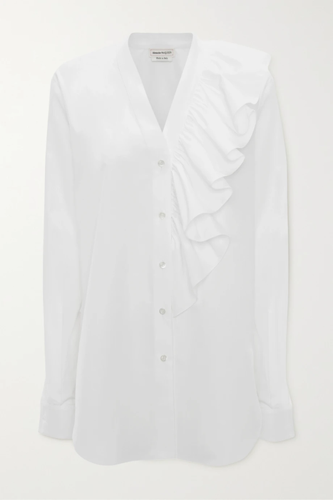 유럽직배송 알렉산더맥퀸 블라우스 ALEXANDER MCQUEEN Ruffled cotton-poplin blouse 25185454456129476