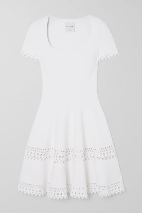 유럽직배송 알라이아 미니원피스 ALAÏA Editions laser-cut stretch-knit mini dress 11452292646003376