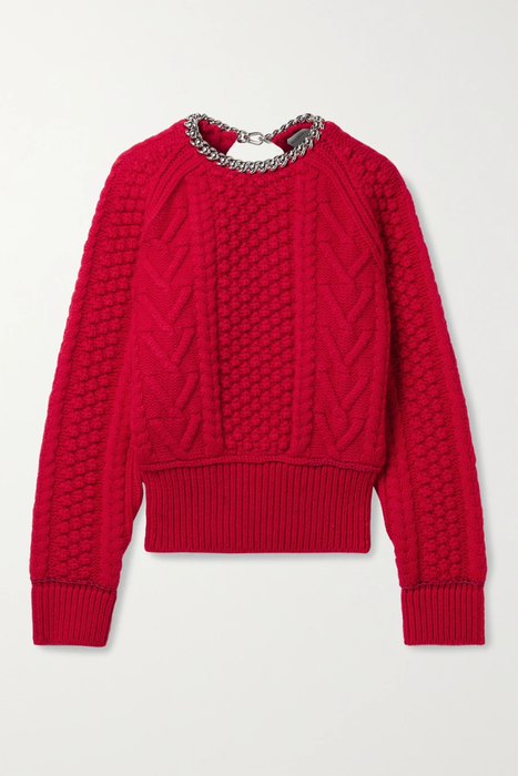 유럽직배송 보테가베네타 BOTTEGA VENETA Chain-embellished open-back cable-knit wool sweater 22527730566208938