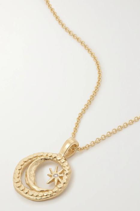 유럽직배송 아즐리 목걸이 AZLEE Petite Cosmic Coin 18-karat gold diamond necklace 30629810019903939