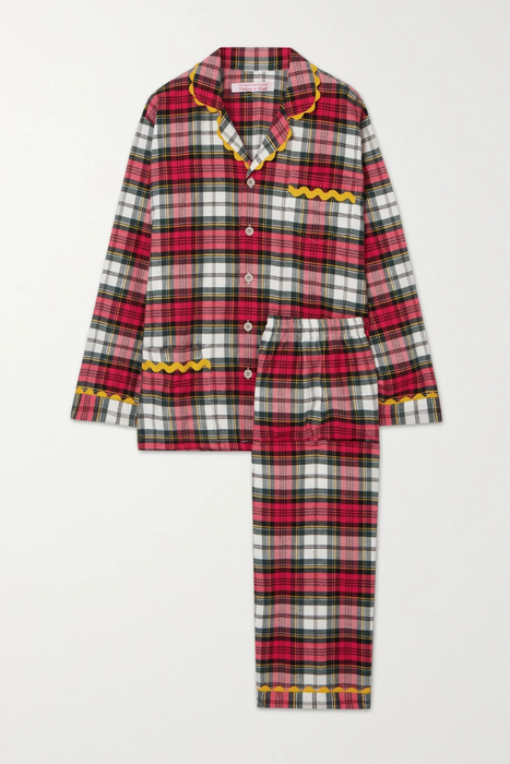 유럽직배송 THELMA AND LEAH Ric rac-trimmed tartan cotton pajama set 29419655932417333