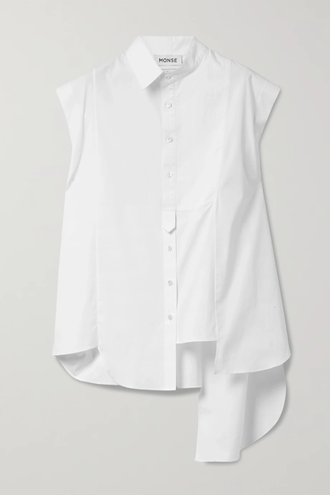 유럽직배송 몬세 MONSE Asymmetric cotton-blend poplin shirt 11452292645911851