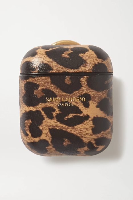 유럽직배송 생로랑 SAINT LAURENT Leopard-print leather AirPods case 3589493616209630