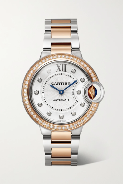 유럽직배송 까르띠에 CARTIER Ballon Bleu de Cartier Automatic 33mm 18-karat rose gold and stainless steel watch 34344356237012221