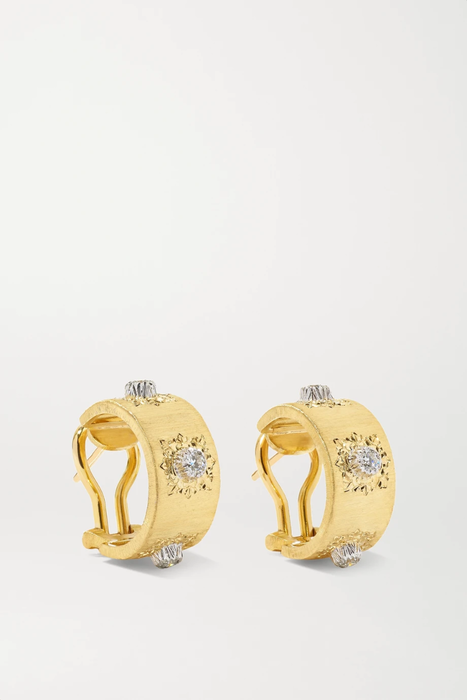 유럽직배송 부첼라티 귀걸이 BUCCELLATI Macri Classica 18-karat gold diamond hoop earrings 19971654707526857