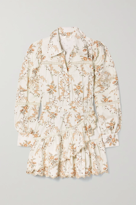 유럽직배송 러브샤크팬시 셔츠원피스 LOVESHACKFANCY Dubov crochet-trimmed floral-print cotton-twill mini shirt dress 18706561955994735