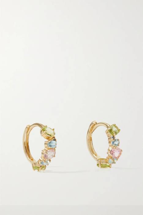 유럽직배송 STONE AND STRAND Unicorn 10-karat gold multi-stone hoop earrings 16114163150901415
