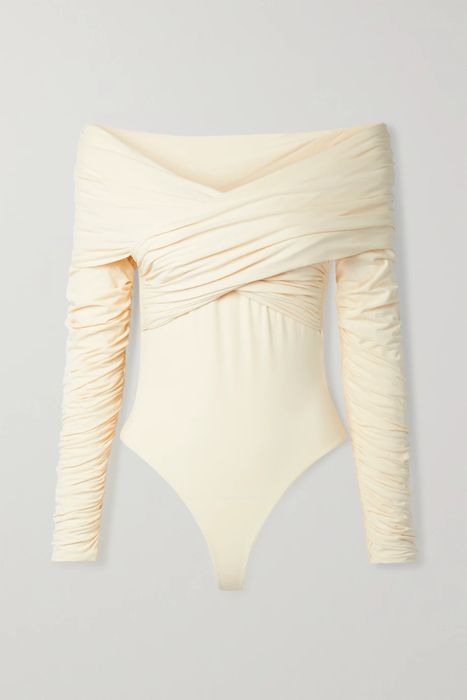 유럽직배송 카이트 KHAITE Lili off-the-shoulder draped stretch-cotton jersey bodysuit 13452677151734957