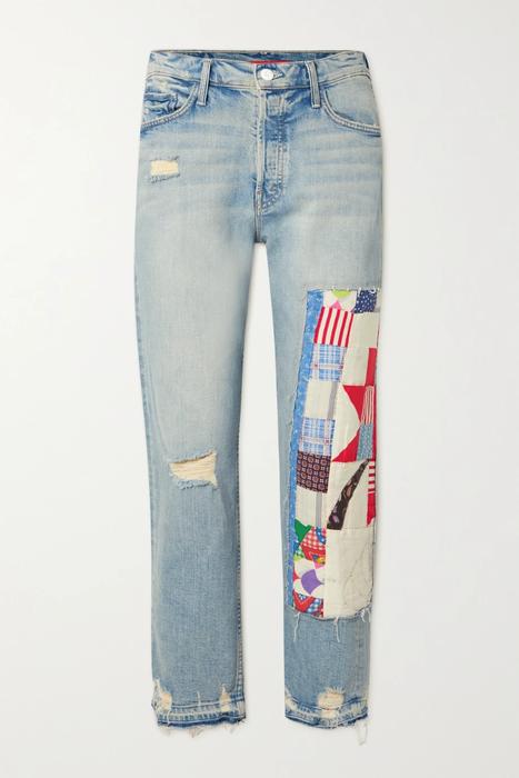 유럽직배송 마더 MOTHER + NET SUSTAIN + Carolyn Murphy The Tomcat distressed patchwork high-rise straight-leg jeans 24772899113366072