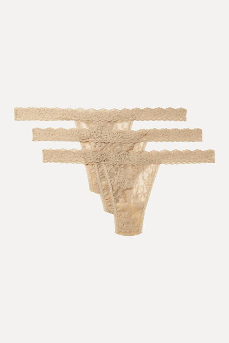 유럽직배송 행키팽키 HANKY PANKY + NET SUSTAIN Set of three stretch-lace thongs 17957409490769679