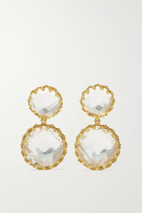 유럽직배송 LARKSPUR &amp; HAWK Olivia 18-karat gold-dipped quartz earrings 11452292645520258