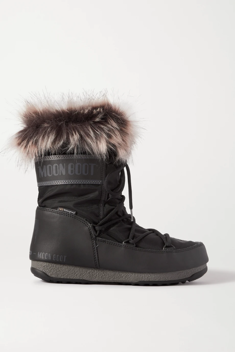 유럽직배송 문부츠 MOON BOOT Monaco faux fur-trimmed shell and faux leather snow boots 34480784411842527
