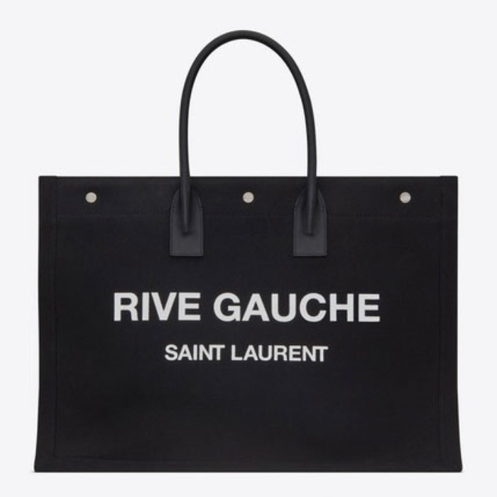 유럽직배송 입생로랑 SAINT LAURENT rive gauche tote bag in linen and leather 50941596N9D1070