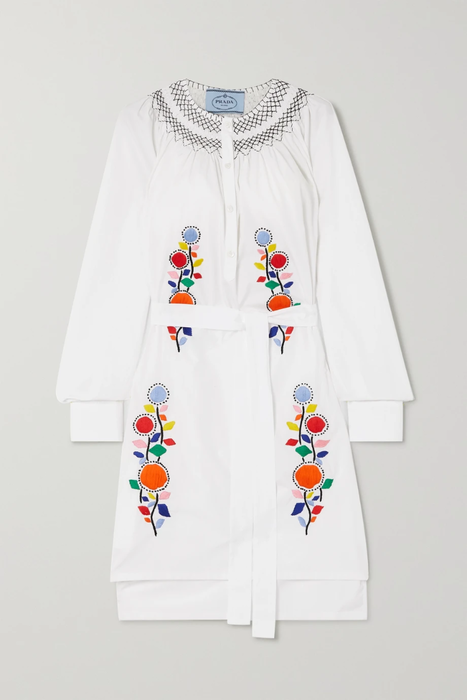 유럽직배송 프라다 PRADA Embroidered cotton-poplin dress 17957409489656829