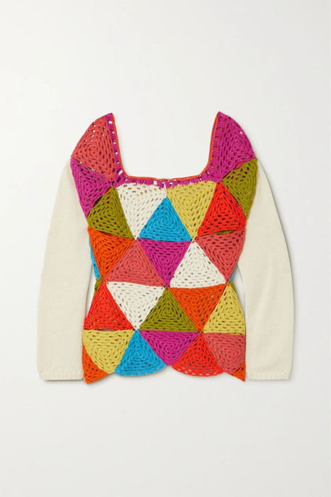 유럽직배송 바체바 스웨터 BATSHEVA Vivien patchwork crochet-knit alpaca sweater 25185454455692529