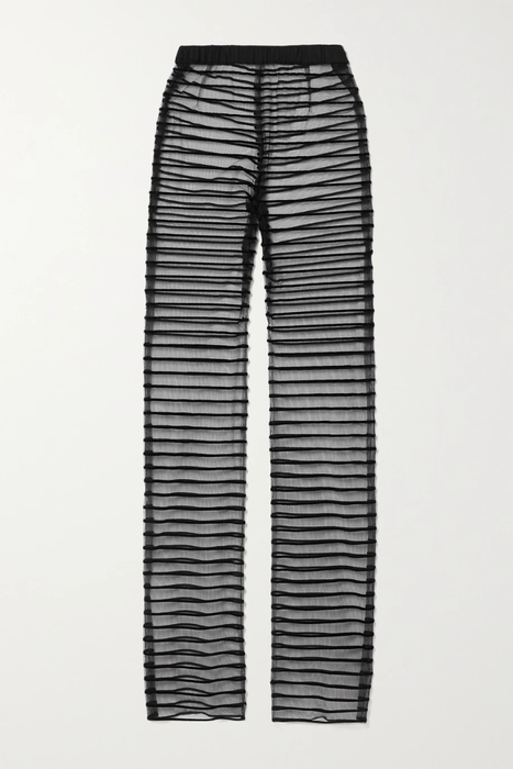 유럽직배송 드리스반노튼 DRIES VAN NOTEN Striped flocked mesh straight-leg pants 13452677153233028