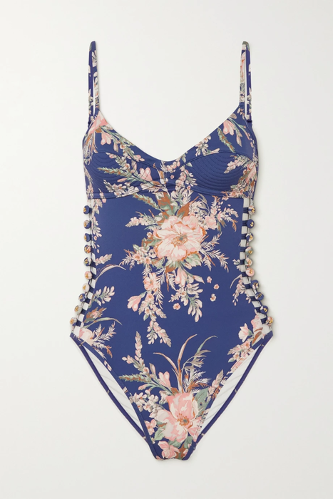 유럽직배송 짐머만 ZIMMERMANN Moonshine Bullet button-detailed cutout floral-print swimsuit 22250442025748827